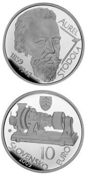 150e verjaardag Aurel Stodola 10 euro Slowakije 2009 Proof